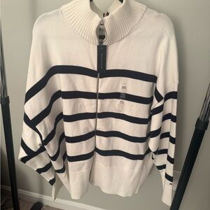 Nwt Tommy Hilfiger Men’s Size XXL Nautical Full Zip Up Sweater With Mock Neck